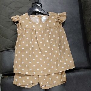 Carter's Tan and White Polka Dot Pajama Set